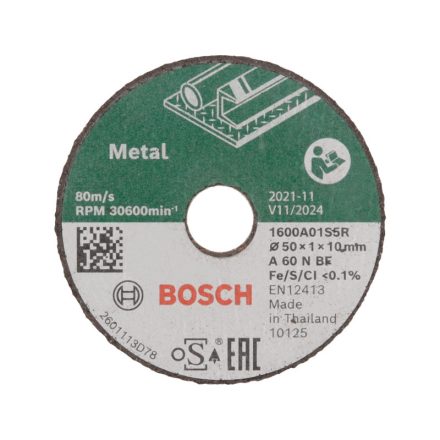 BOSCH Vágókorong fémre 50 x 1,0 x 10 mm A 60 N BF (3 db)