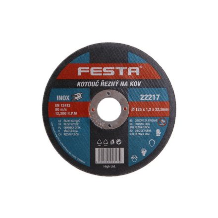 FESTA Vágókorong fémre 125 x 1,2 x 22,2 mm inox