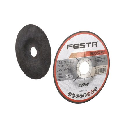 FESTA INDUSTRY Kúpos vágókorong fémre 125 x 0,8 x 22,2 mm inox