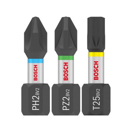 BOSCH PRO Impact bithegy készlet PH2/PZ2/T20/25/30x5db x 25mm Tic Tac dobozban 1/4" Hex (25 db)