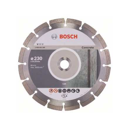 BOSCH Gyémánt vágókorong 230 x 2,3 x 10 x 22,2 mm szegmentált Standard for Concrete