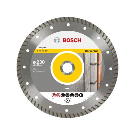 BOSCH Gyémánt vágókorong 230 x 2,5 x 10 x 22,2 mm turbo Standard for Universal