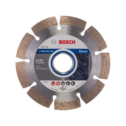 BOSCH Gyémánt vágókorong 115 x 1,6 x 10 x 22,2 mm szegmentált Standard for Stone