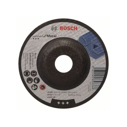 BOSCH Tisztítókorong fémre 115 x 6,0 x 22,2 mm hajlított Standard for Metal A 24 P BF