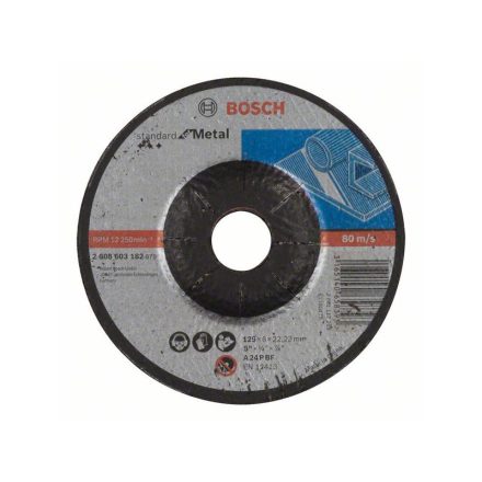 BOSCH Tisztítókorong fémre 125 x 6,0 x 22,2 mm hajlított Standard for Metal A 24 P BF