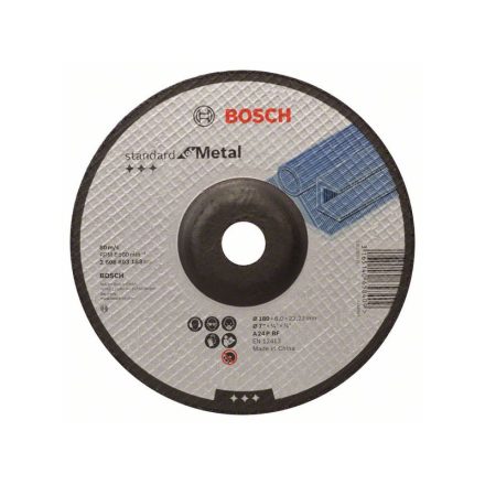 BOSCH Tisztítókorong fémre 180 x 6,0 x 22,2 mm hajlított Standard for Metal A 24 P BF