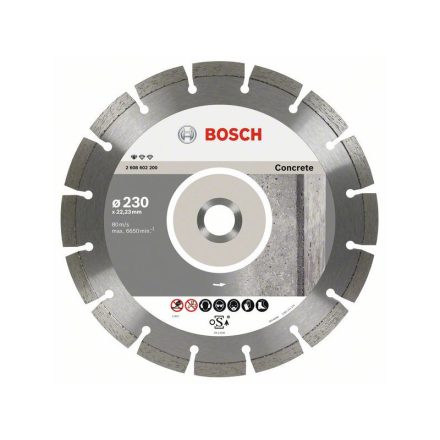 BOSCH Gyémánt vágókorong 230 x 2,3 x 10 x 22,2 mm szegmentált Standard for Concrete (10 db)