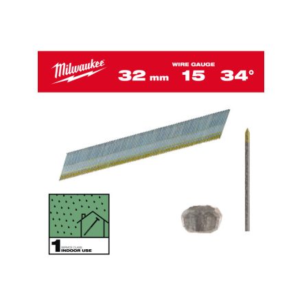 MILWAUKEE Finiselő szegek, D-fejű, galvanizált 15G 34° SC1 - 1,8 x 32 mm (4000 db)