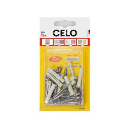 CELO FX 10 univerzális nylon dübel + 7 x 65 hatlapfejű csavar (5 db)