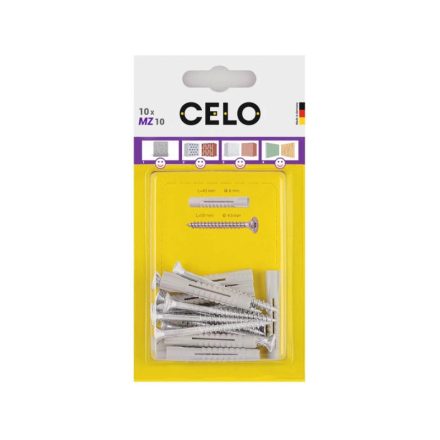 CELO MZ univerzális műanyag dübel 10 x 60 + 6,0 x 80 facsavar (5 db)