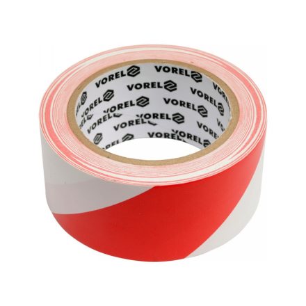 VOREL Jelzőszalag öntapadós piros-fehér 48 mm x 33 m PVC