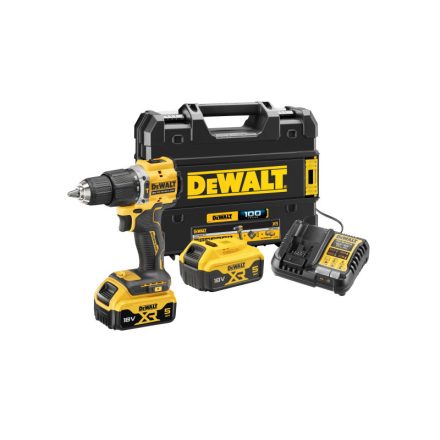 DEWALT Akkus ütvefúró-csavarozó 18 V szénkefe nélküli 68 Nm (2 x 5,0 Ah akku + töltő + TSTAK)