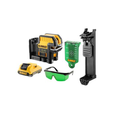 DEWALT Akkus keresztvonalas lézer szett 18 V (zöld) (1 x 2,0 Ah akku + töltő) DCE0825D1G