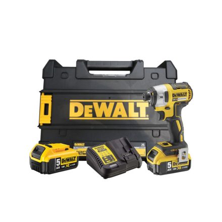 DEWALT Akkus ütvecsavarozó 18 V 205 Nm 1/4" szénkefe nélküli (2 x 5,0 Ah akku + töltő) DCF887P2