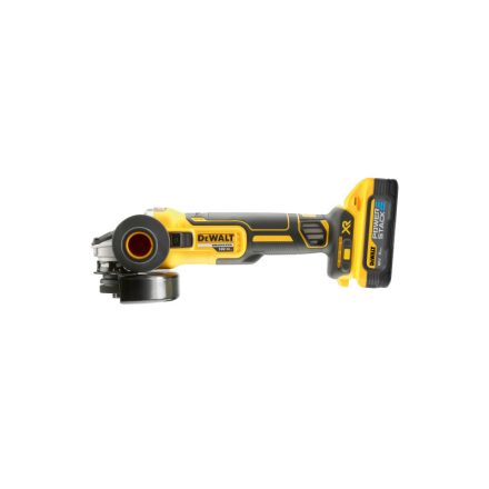 DEWALT Akkus sarokcsiszoló 125 mm 18 V szénkefe nélküli 125 mm (2 x 5,0 Ah akku + töltő + TSTAK)