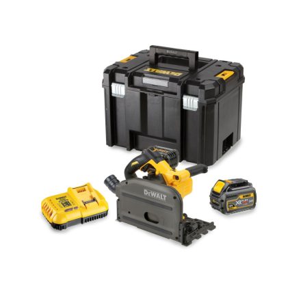 DEWALT Akkus merülő körfűrész 54 V szénkefe nélküli (2 x 6,0 Ah akku + töltő) DCS520T2