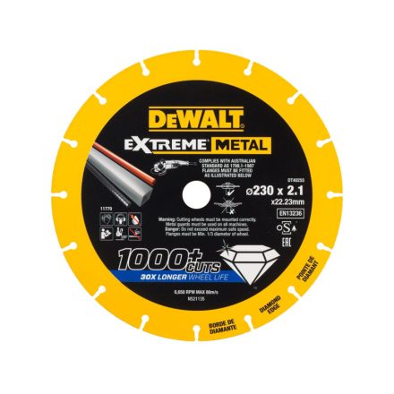 DEWALT EXTREME METAL Gyémánt vágókorong fémre 230 x 2,1  x 22,2 mm (fém/alu/inox)