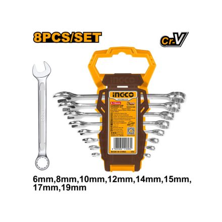 INGCO Csillag-villáskulcs készlet 8 részes 6-19 mm CrV