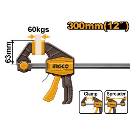 INGCO Egykezes gyorsszorító 300 x 63 mm