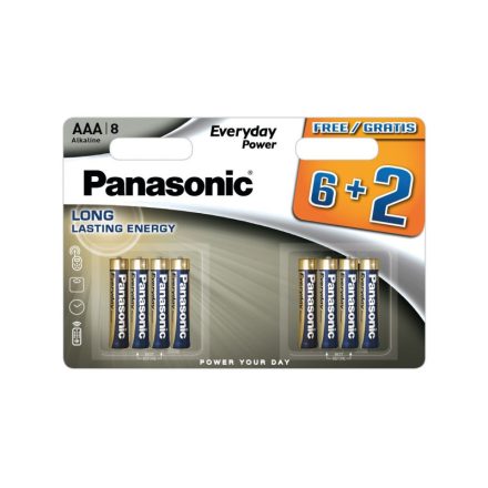 PANASONIC AAA/mikro tartós alkáli elem 1,5 V (8 db)