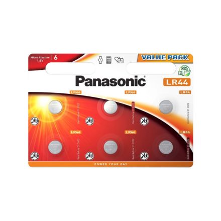 PANASONIC LR44 alkáli gombelem 1,5 V (6 db)