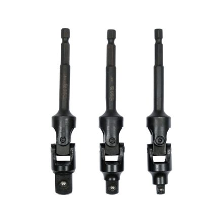 YATO Csuklós dugókulcs adapter készlet 3 részes 1/4" Hex -> 1/4" 3/8" 1/2" négyszög CrV