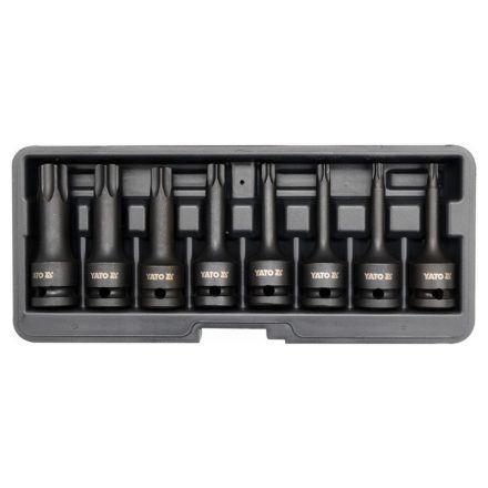 YATO Gépi hosszú bit dugókulcs készlet 8 részes Torx 1/2" T30-T80 CrMo