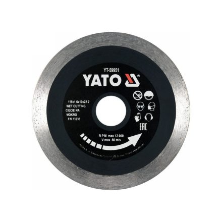 YATO Gyémánt vágókorong 115 x 1,6 x 10 x 22,2 mm folytonos