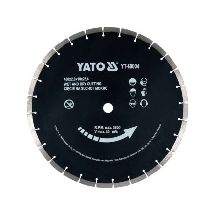 YATO Gyémánt vágókorong 400 x 3,6 x 10,0 x 25,4 mm szegmentált