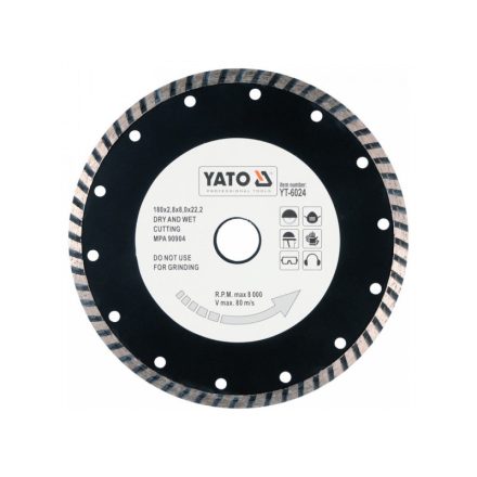 YATO Gyémánt vágókorong 180 x 2,8 x 8,0 x 22,2 mm turbo