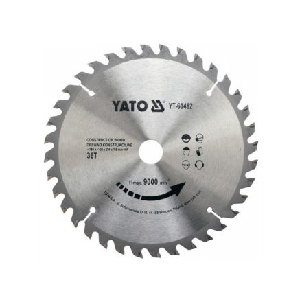 YATO Fűrésztárcsa fához 180 x 20 x 1,8 mm / 36T