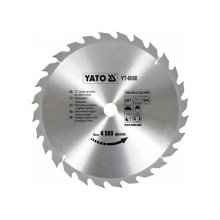 YATO Fűrésztárcsa fához 350 x 30 x 2,5 mm / 28T